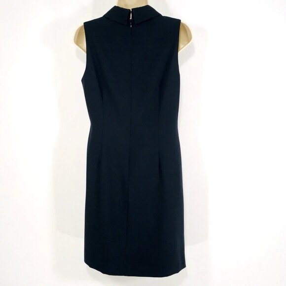 Eliza J Sz 6 Navy Blue Shift Dress Jeweled Collar Sleeveless Classic Preppy - Picture 13 of 15